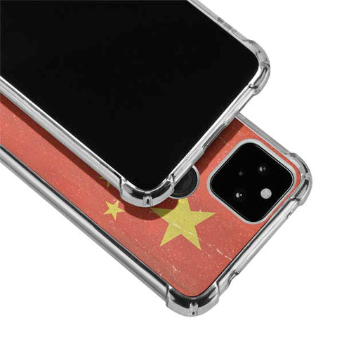 Chinese Flag Distressed Google Pixel 5a 5G Clear Case